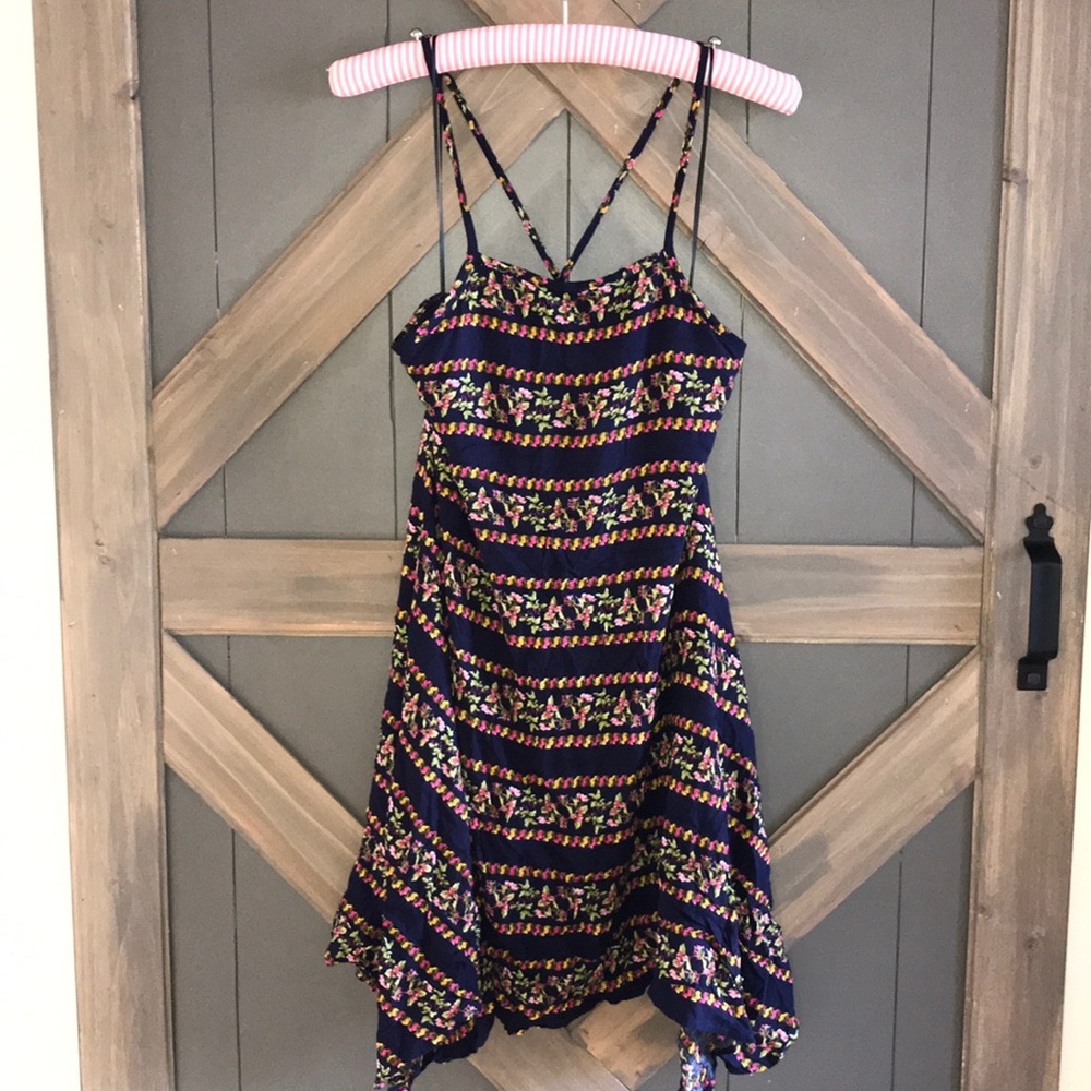 Spaghetti strap navy floral dress